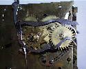 The perpetual calendar mechanism on this 8 day longcase movement built by Patch Pearce to his own design. It was displayed with a perspex dial and fast electric drive to demonstrate the operation of the calendar mechanism.